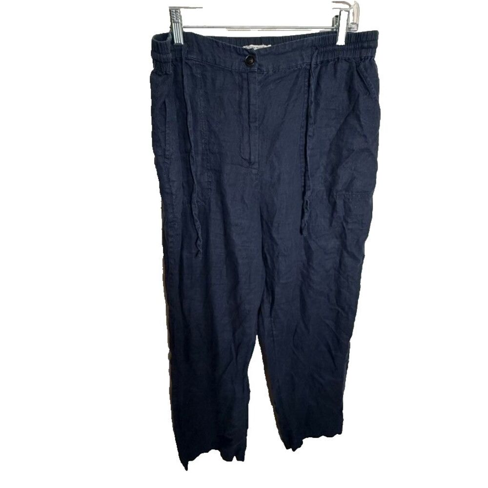 Monorpix Premium 100% Linen Pants Women's Large Wide Leg Casual Drawstring